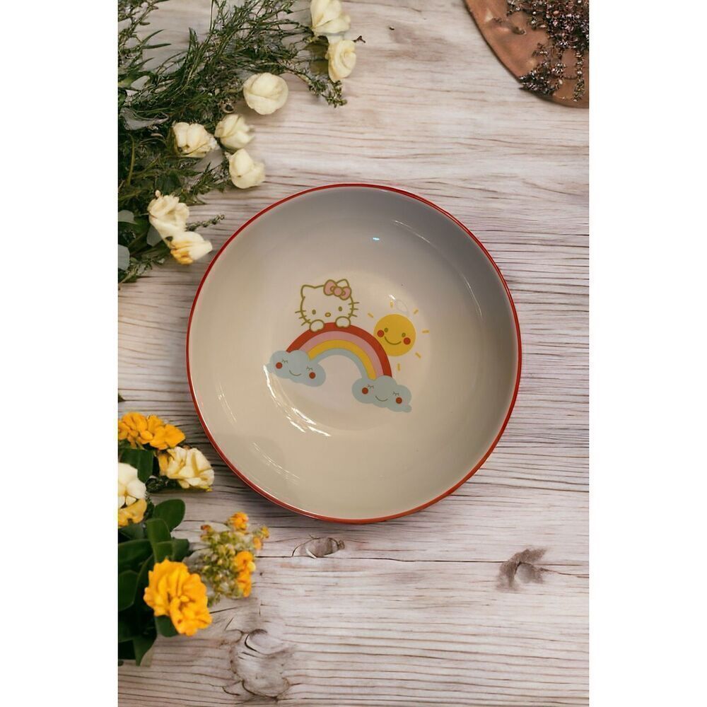 Hello Kitty 46 Oz. Ceramic Pasta Bowl Brand New Sanrio 9” Rainbow Plate Dish
